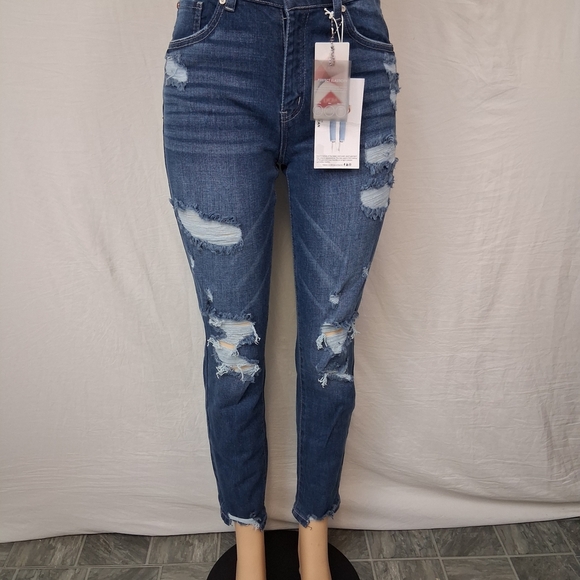Denim - ENJEAN NEW Jeans Size 3 Women's Skinny Distressed Jeans - Medium Blue